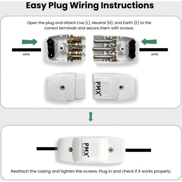 Panamax 16A 250V BS5733 3 Pin Plug & Socket Power Connector Heavy Duty BG Electrical = PMX363
